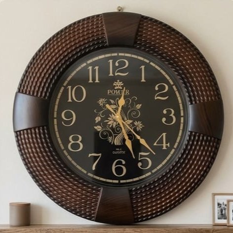  Porter Royal Brown Woven Wall Clock - Luxury Decor